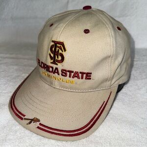 Vtg 90s Florida State Seminoles FSU Hat Twins Enterprise Strapback Cream Maroon